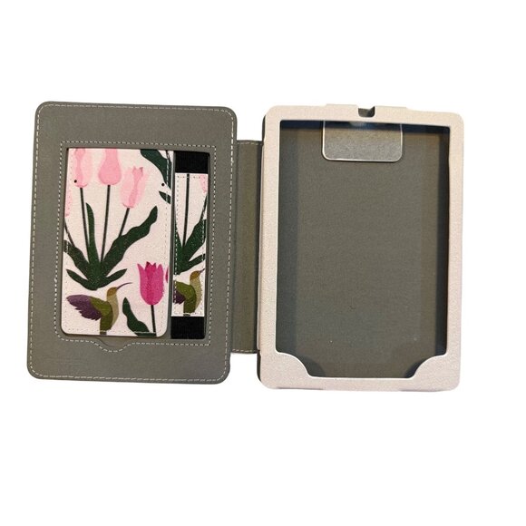 Kindle 6.8 Floral Print Faux Leather E-Reader Cover stand & Elastic Strap - Picture 3 of 5